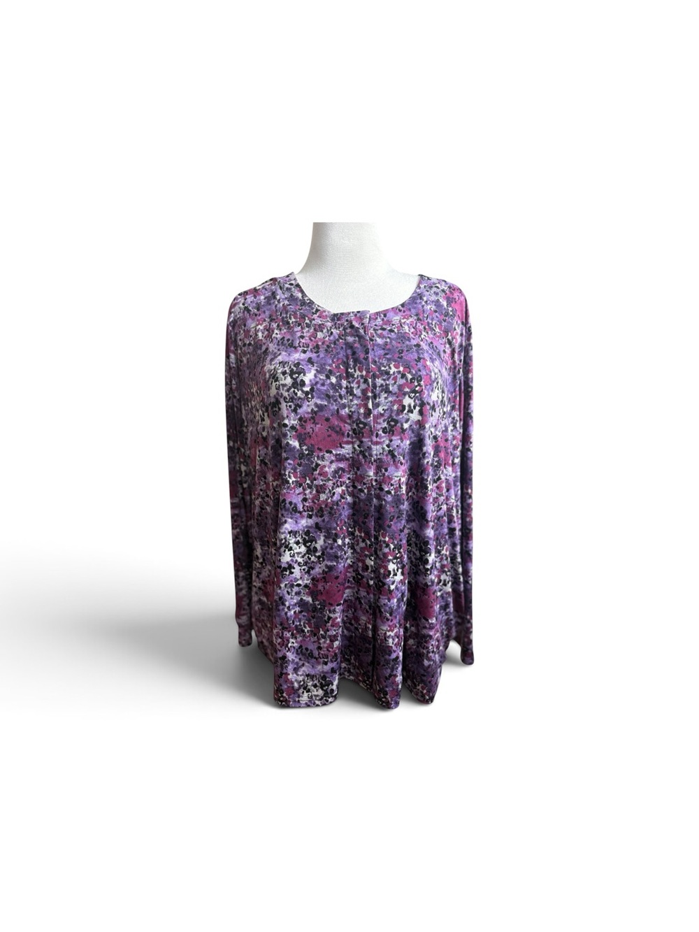 Ulla Popken Purple Floral-Pattern Long Sleeve Tunic size 20-22